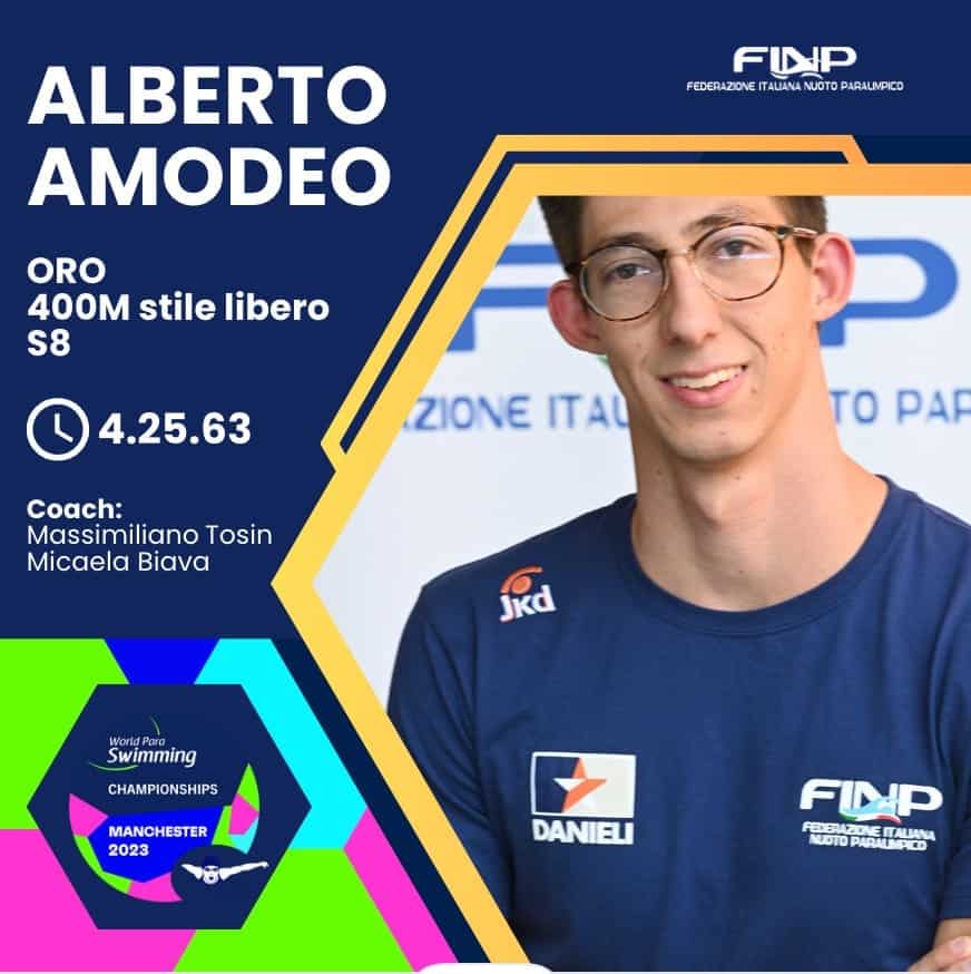 Mondiali di nuoto paralimpico: subito oro per l’abbiatense Alberto Amodeo!