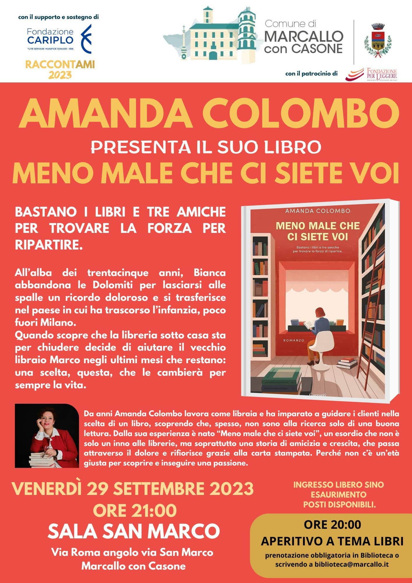 Marcallo con Casone:  domani sera l’incontro con l’autrice Amanda Colombo