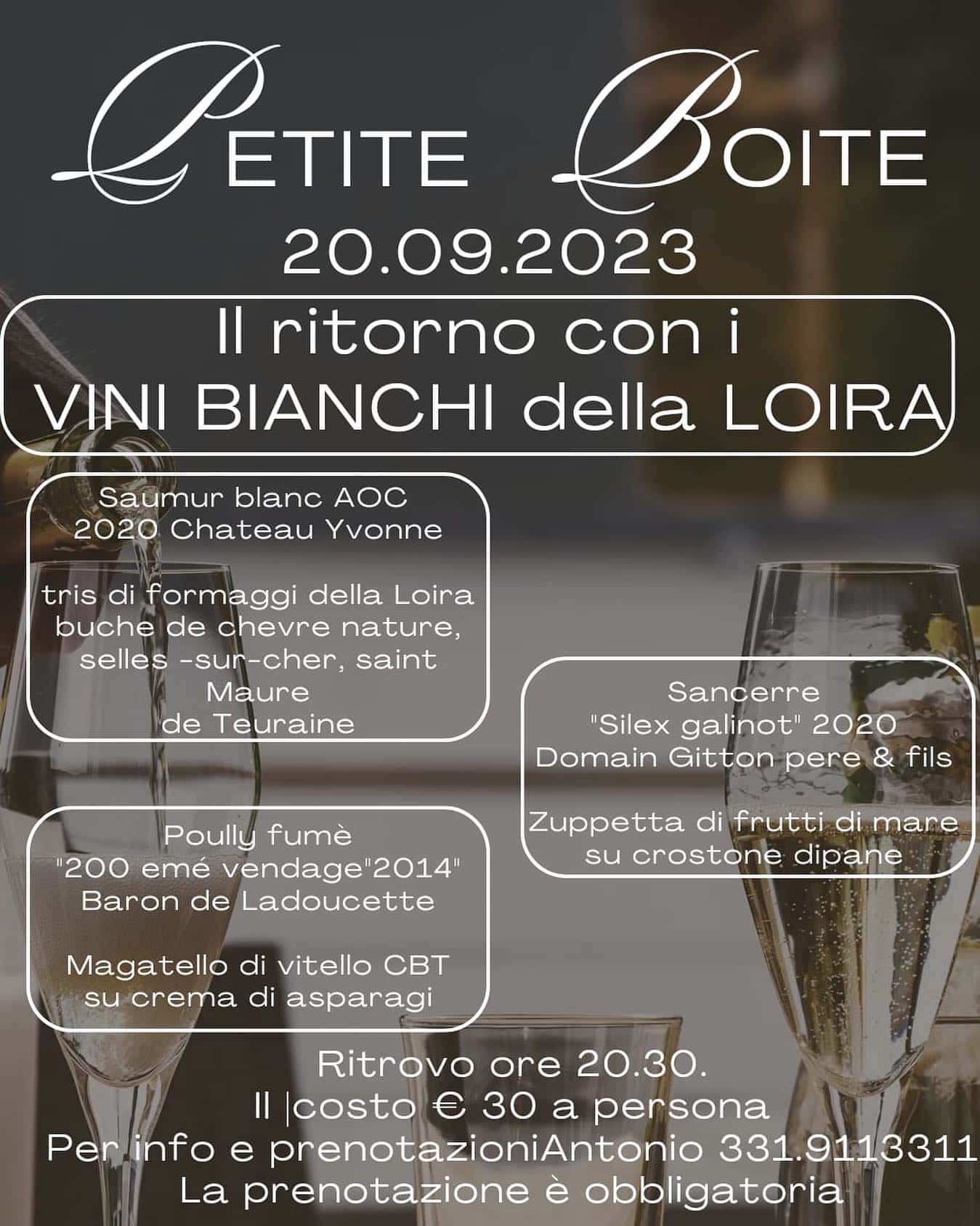 Arluno, tornano le grandi serate per amanti del vino: alla Petite Boite, mercoledì 20, si brinda con la Loira