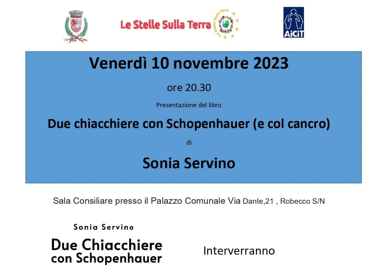 Due chiacchere con Schopenauer e il cancro: venerdì 10 a Robecco sul Naviglio