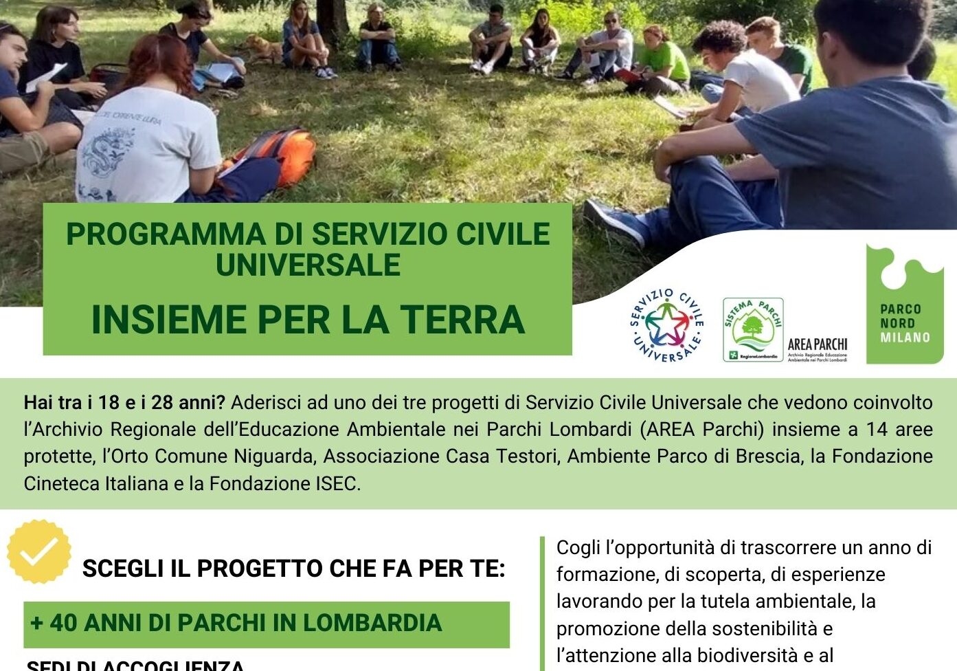Servizio civile: sette i posti disponibili al Parco del Ticino