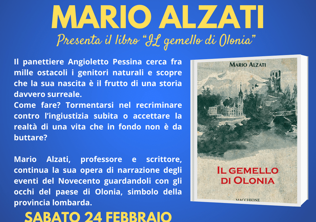 Marcallo con Casone: l’autore Mario Alzati presenta il suo libro: “Il gemello di Olonia”