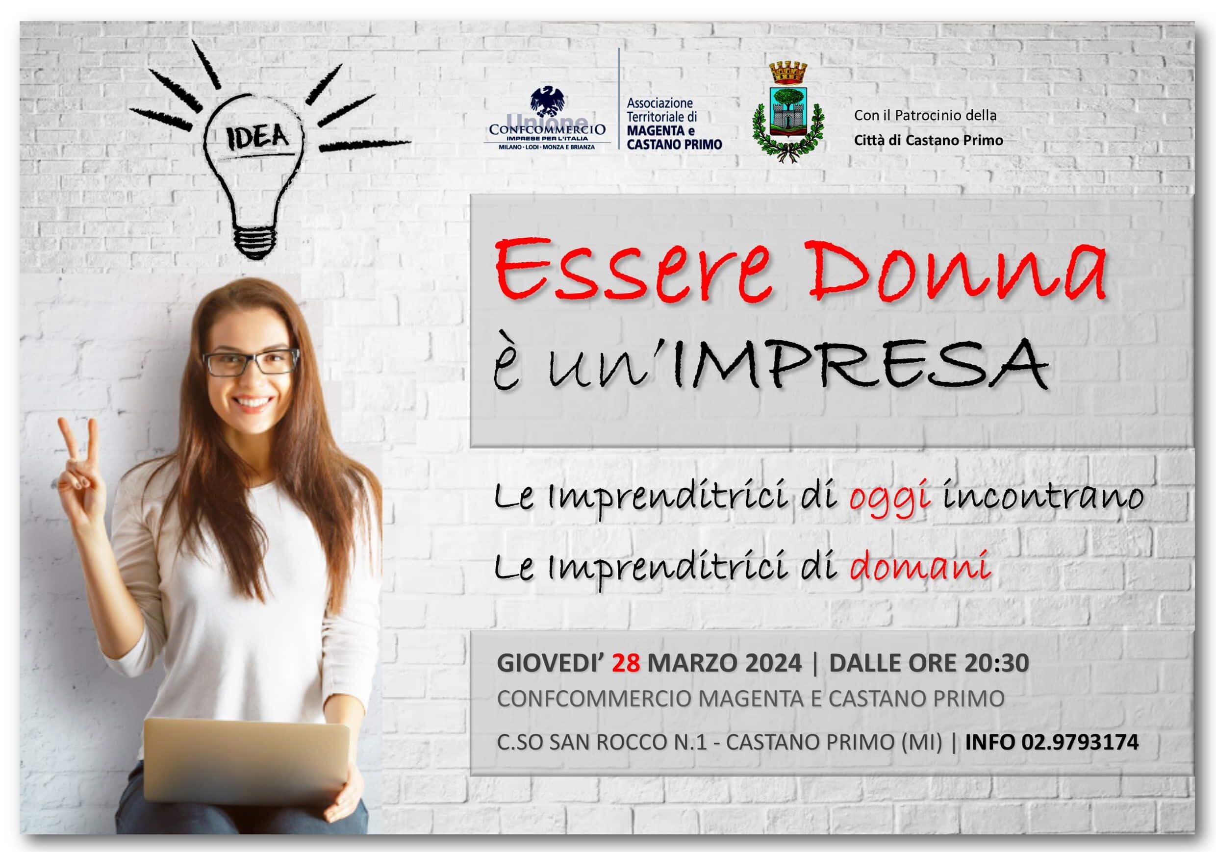 “Essere donna …. è un’impresa”: incontro a Castano il prossimo 28 Marzo