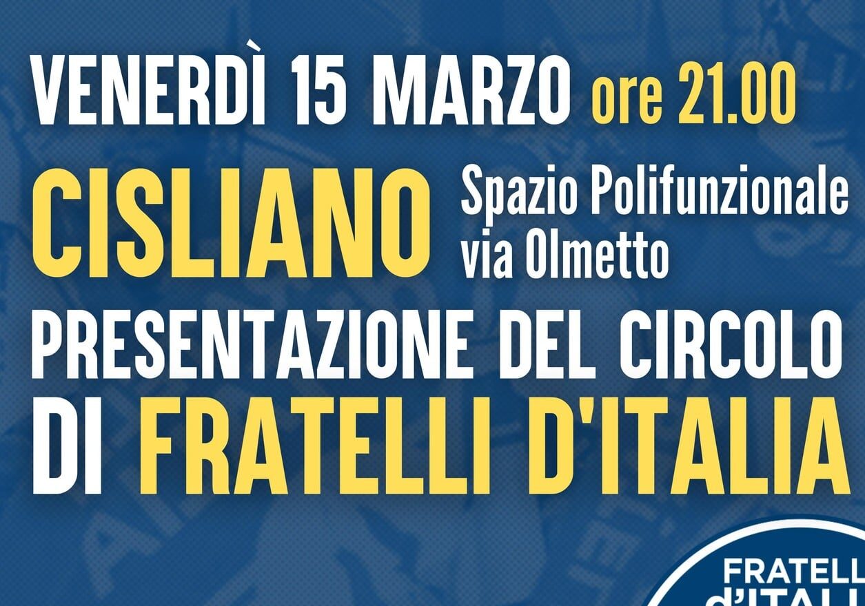 Cisliano: stasera la presentazione del circolo di Fratelli d’Italia