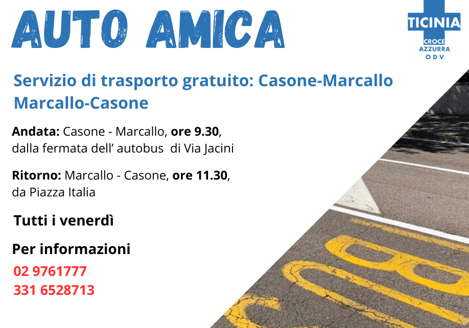 Marcallo con Casone per il sociale: attivo il servizio di Autoamica
