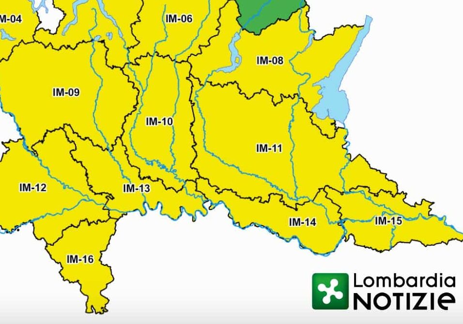 Lombardia, allerta meteo giallo sino a mezzanotte
