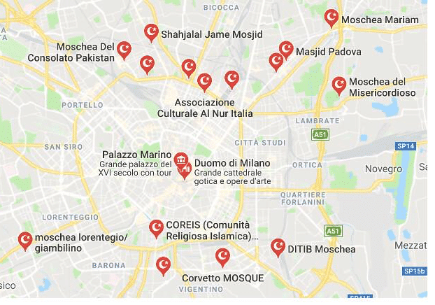 Dodici moschee abusive a Milano