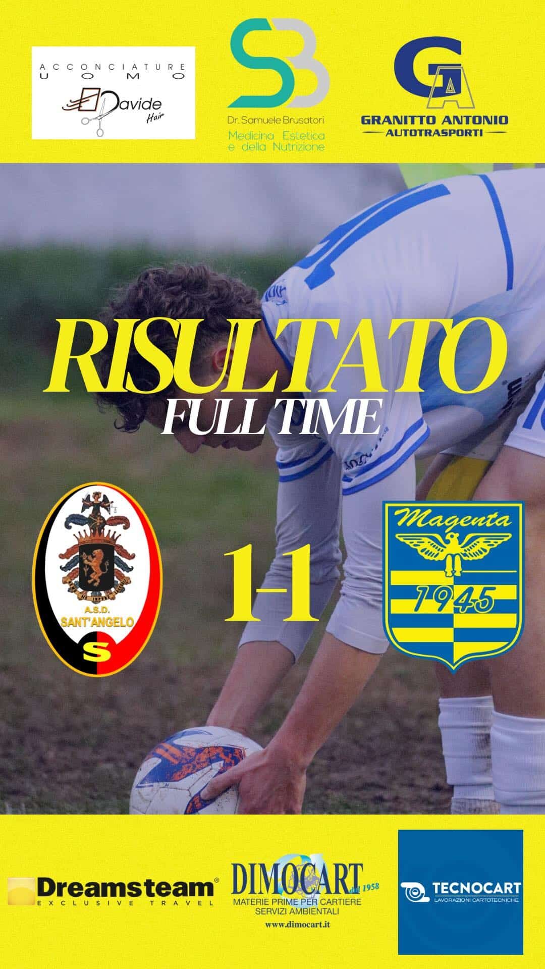 Calcio, serie D. Ottimo pareggio per il Magenta contro il Sant’Angelo