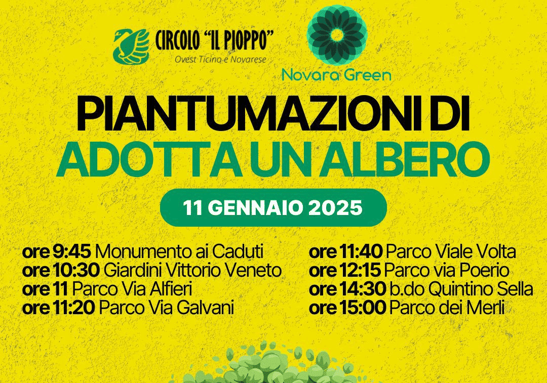 Un doppio invito da ‘Novara Green’ e ‘Legambiente’