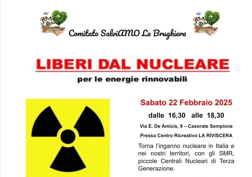 “Salviamo la Brughiera”, sabato 22 la presentazione del libro ‘Liberi dal nucleare’