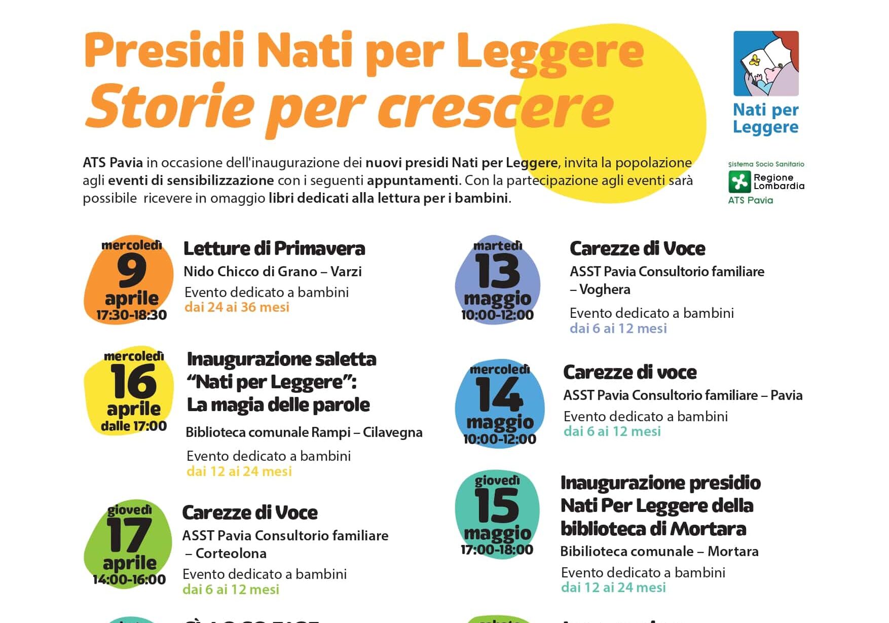 A Pavia e provincia al via oggi il progetto ‘Nati per leggere’ con l’Ats