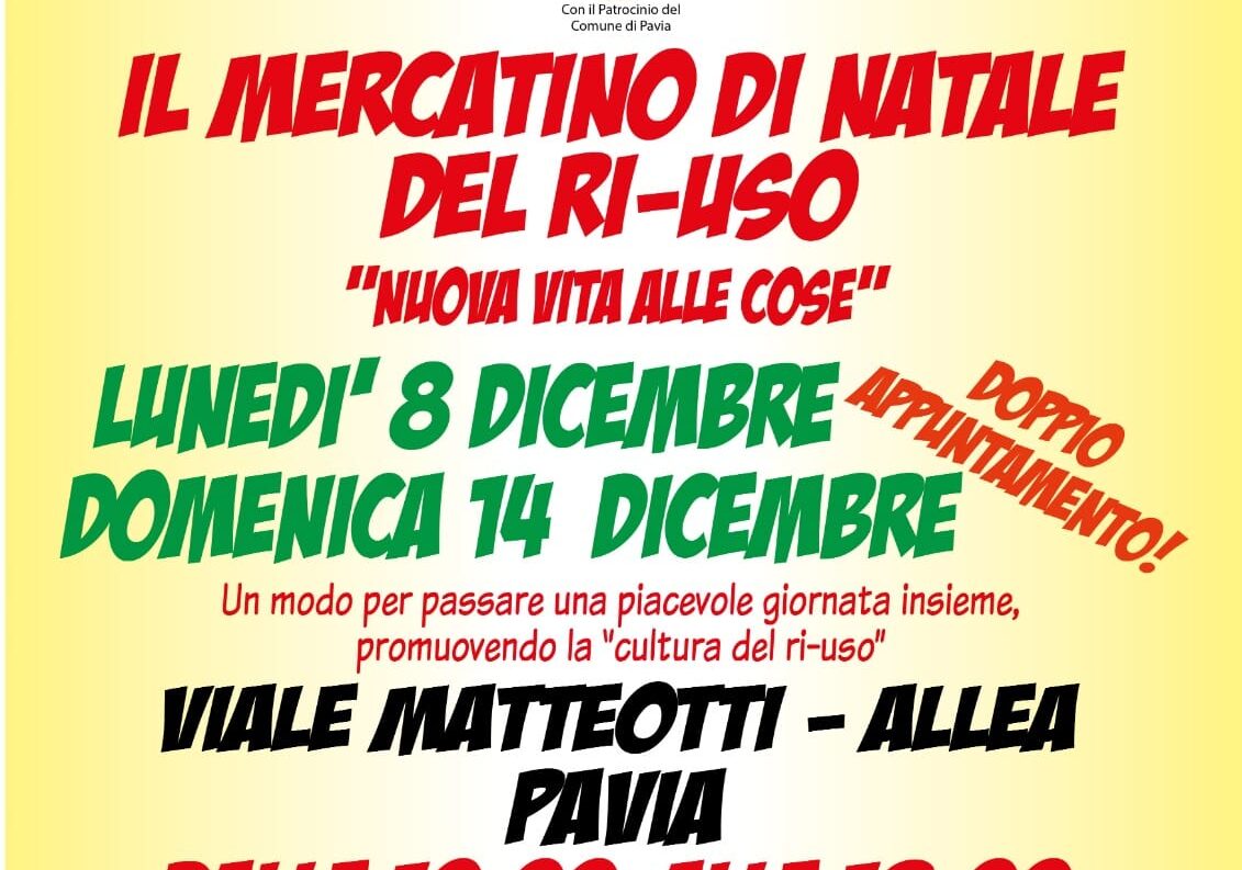 Lunedì 8 e domenica 14: a dicembre doppietta del Mercatino del Ri-Uso a Pavia