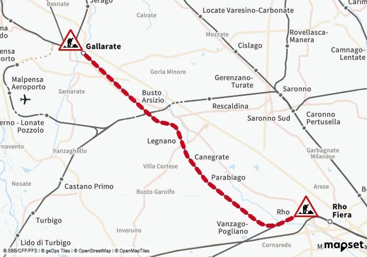 Lavori sulla linea Rho–Gallarate: treni sospesi fino al 5 gennaio