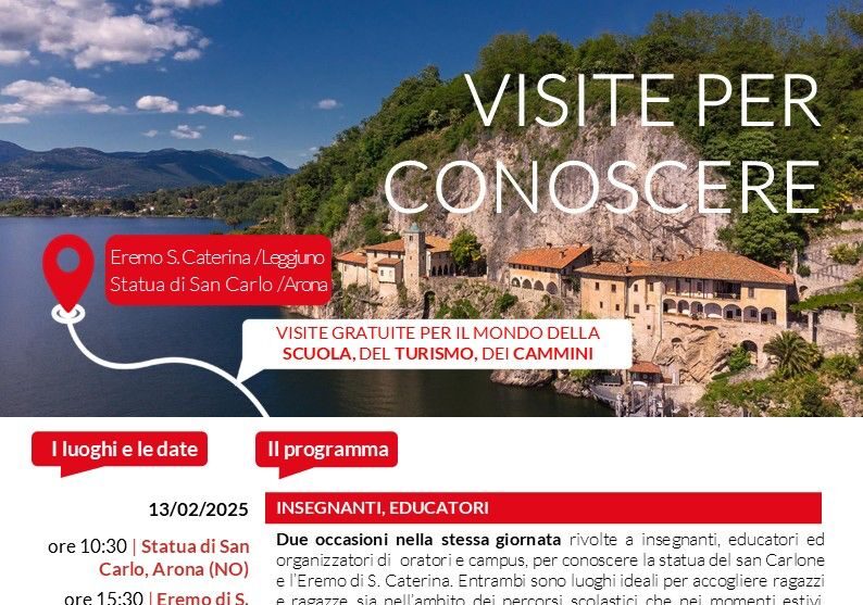 San Carlone ed Eremo di Santa Caterina aprono per delle visite gratuite per il mondo della scuola, del turismo e dei cammini