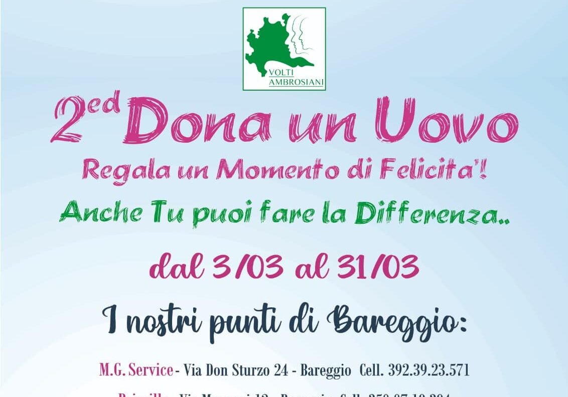 “Dona un Uovo”: a Bareggio un gesto semplice che può regalare un sorriso ai bambini